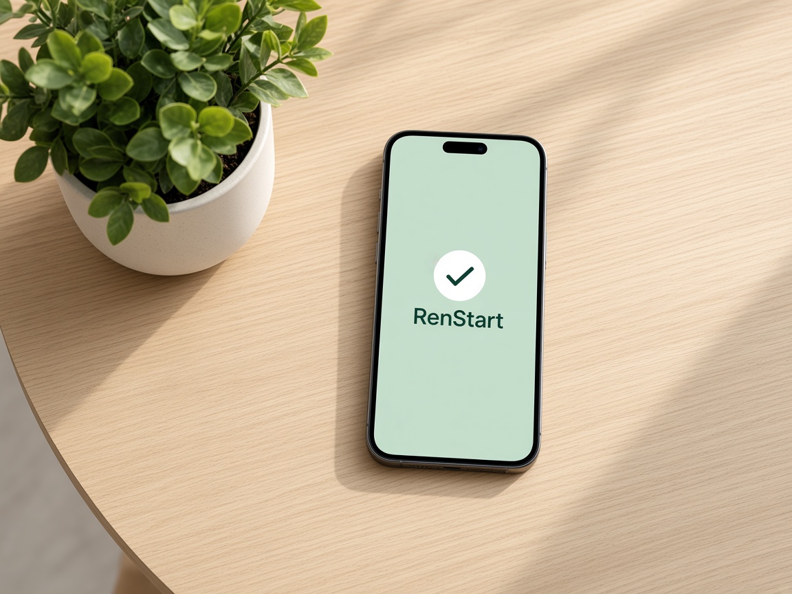 Smarttelefon med bekreftet RenStart-forespørsel