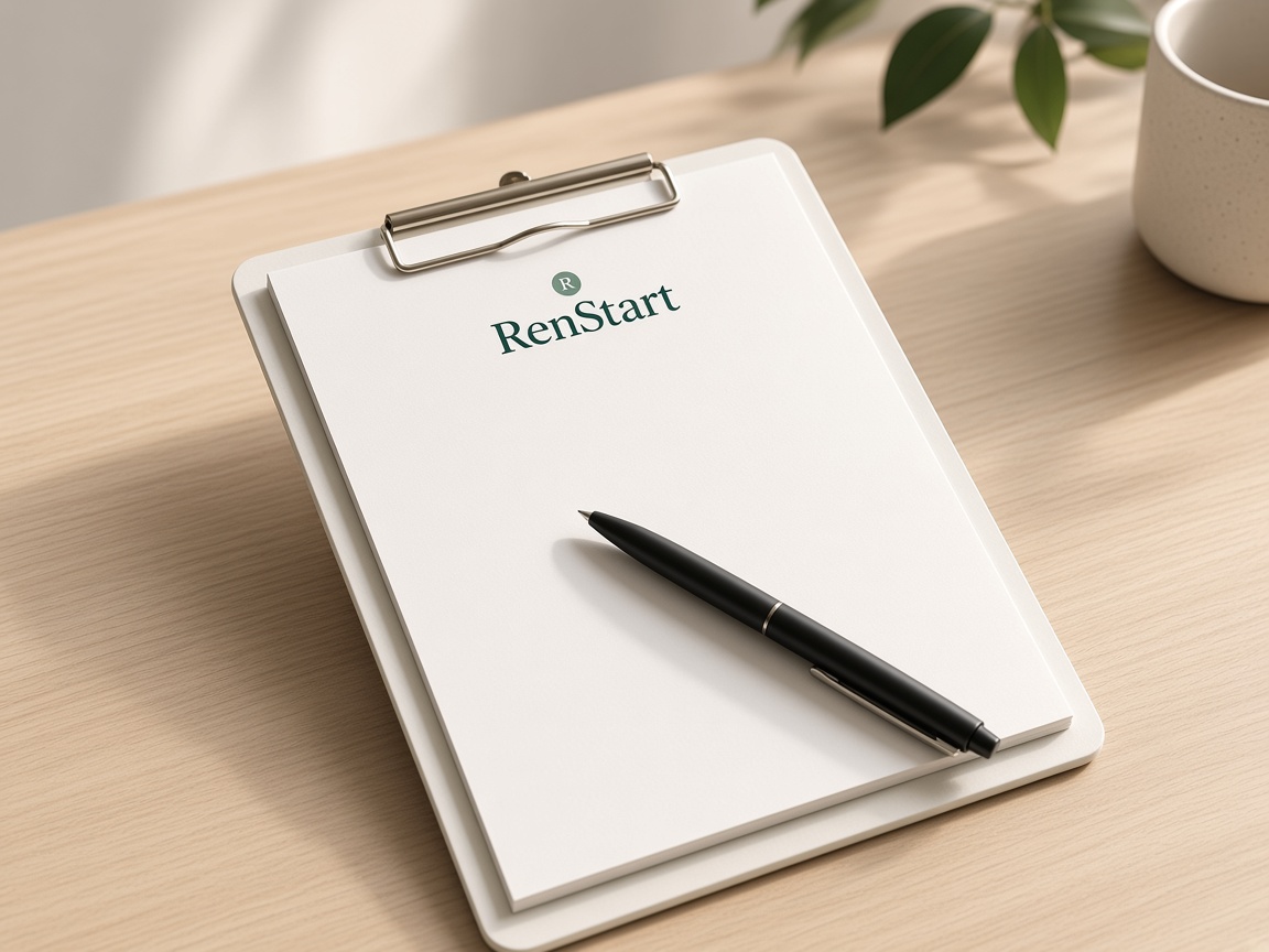 Notatbok med RenStart-logo og fast tilbud
